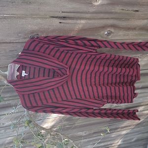 Splendid Maroon & Black Striped Cowl Neck Blouse